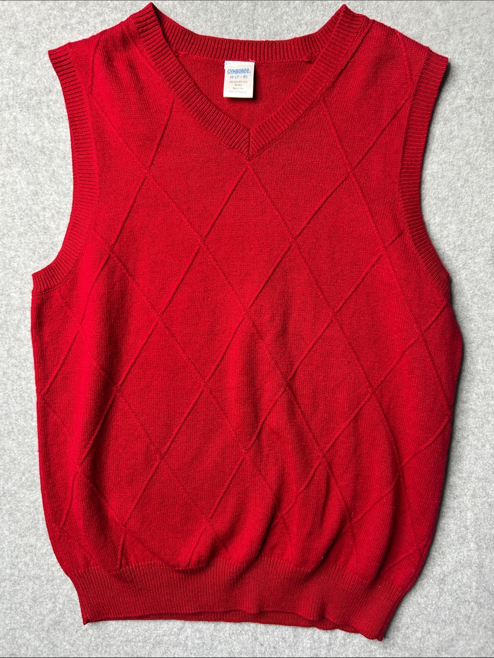 Gymboree Red Diamond Knit V-Neck Sweater Vest - Solid Red